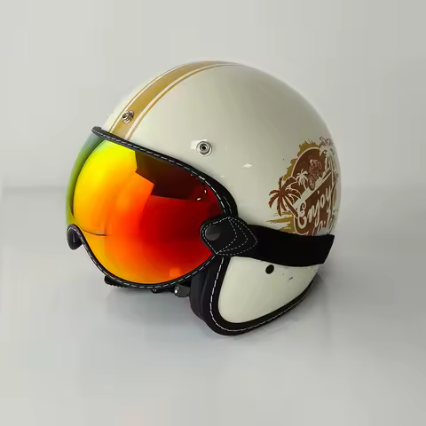 Universal Open Face 3/4 Helmet Visor Lens Bubble Motorcycle Windshield Capacete Lens Windproof Vintage Motorbike Helmet Goggles