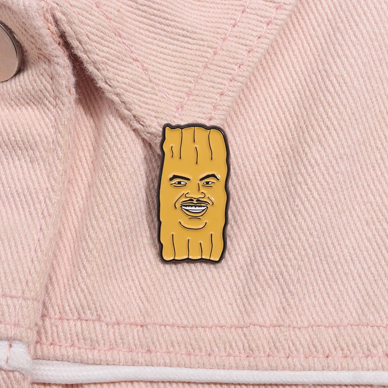 Yellow Quirky Wooden Man Shaped Brooch Creative Fashion Jewelry Clothes Lapel Pin Backpack Accessories Gift For Friends