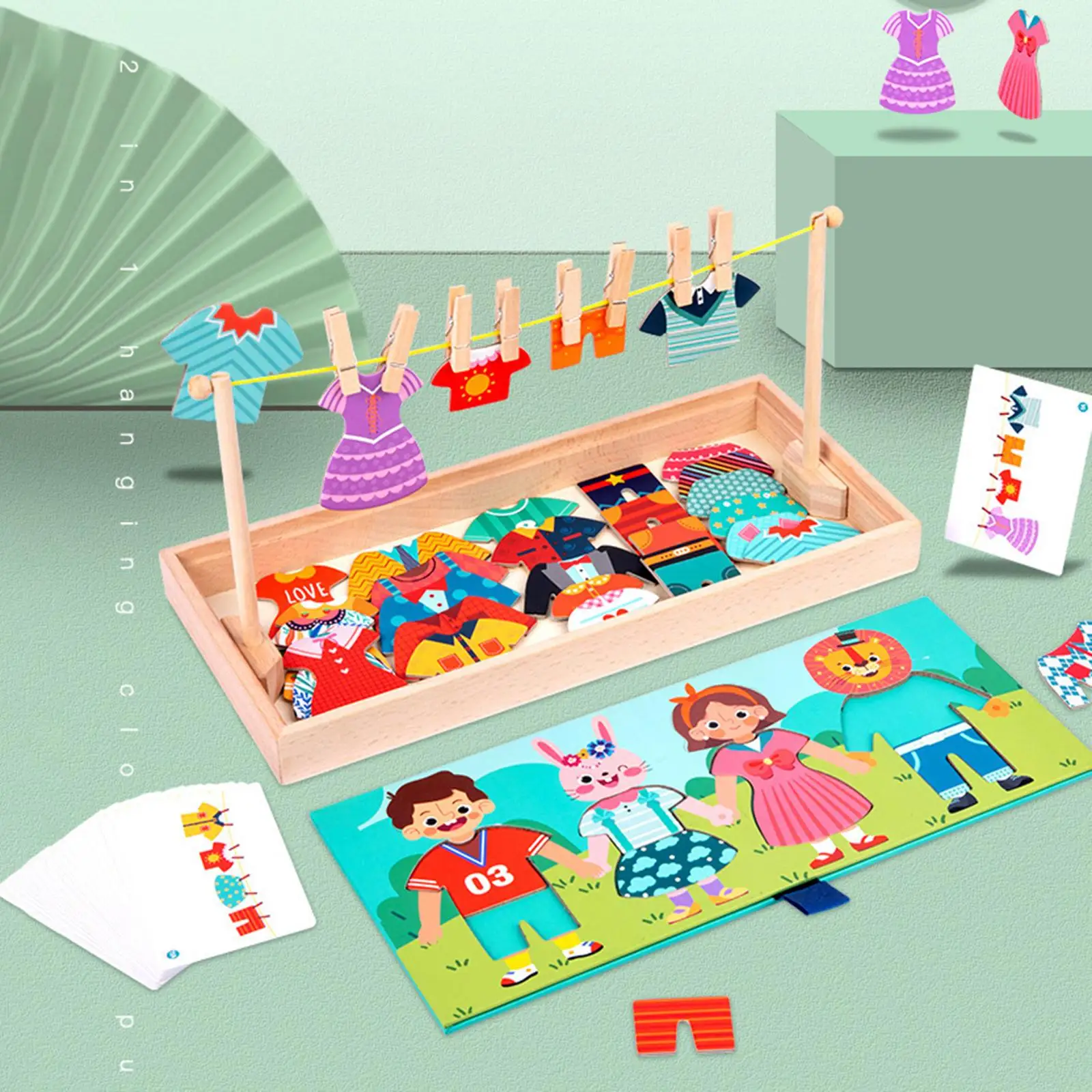 Hanging Clothes Early Educational Dress up Toy for 2- Table Game