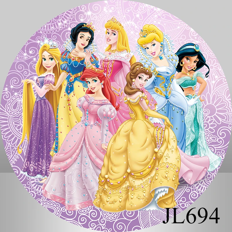 Castle Princess Round Backdrop For Photography Girls Fairy Table Birthday Party Circle Background Elastic Photo Studio Custom