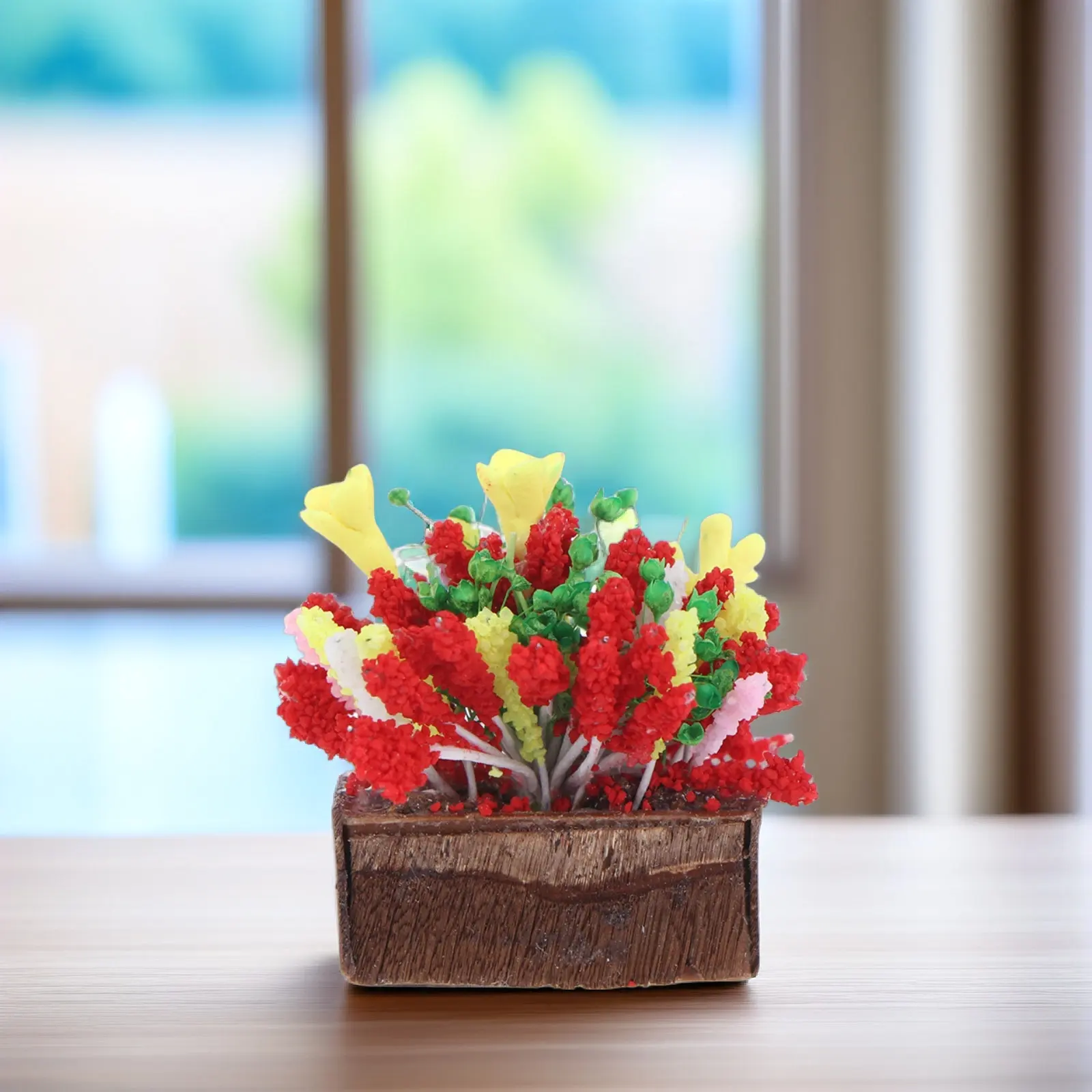 Mini Flower Pot Miniature Dollhouse Garden For Children Room Decoration Resin Potted Flowers Ornament Simulation