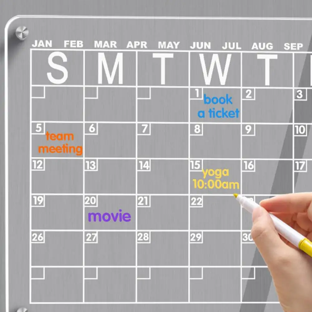 Frigorífico Calendário Board Planner Sticker, Imã De Geladeira, Transparente, Mensal, Programar, Memo