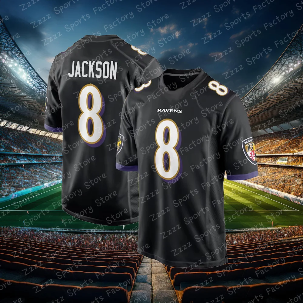 24/25 New Arrival Jackson Baltimore Ravens Rugby Jersey #8 Sportswear Training Jersey Football Uniform Adult& Kit Ravens T-shirt