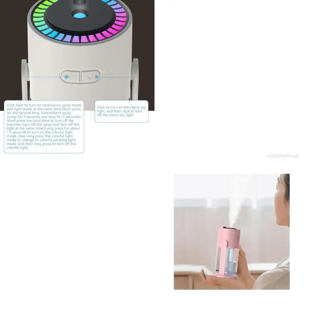 27RB Colorful LED Light Humidifier Plastic Texture Suitable for Bedrooms and Car