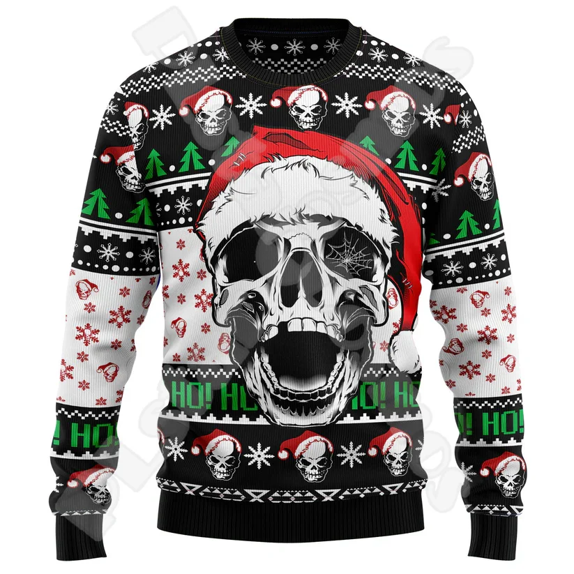 Halloween Christmas Santa Claus Graffiti Vintage Retro Winter Ugly Sweater 3DPrint Harajuku Pullover Casual Funny Long Sleeves 5