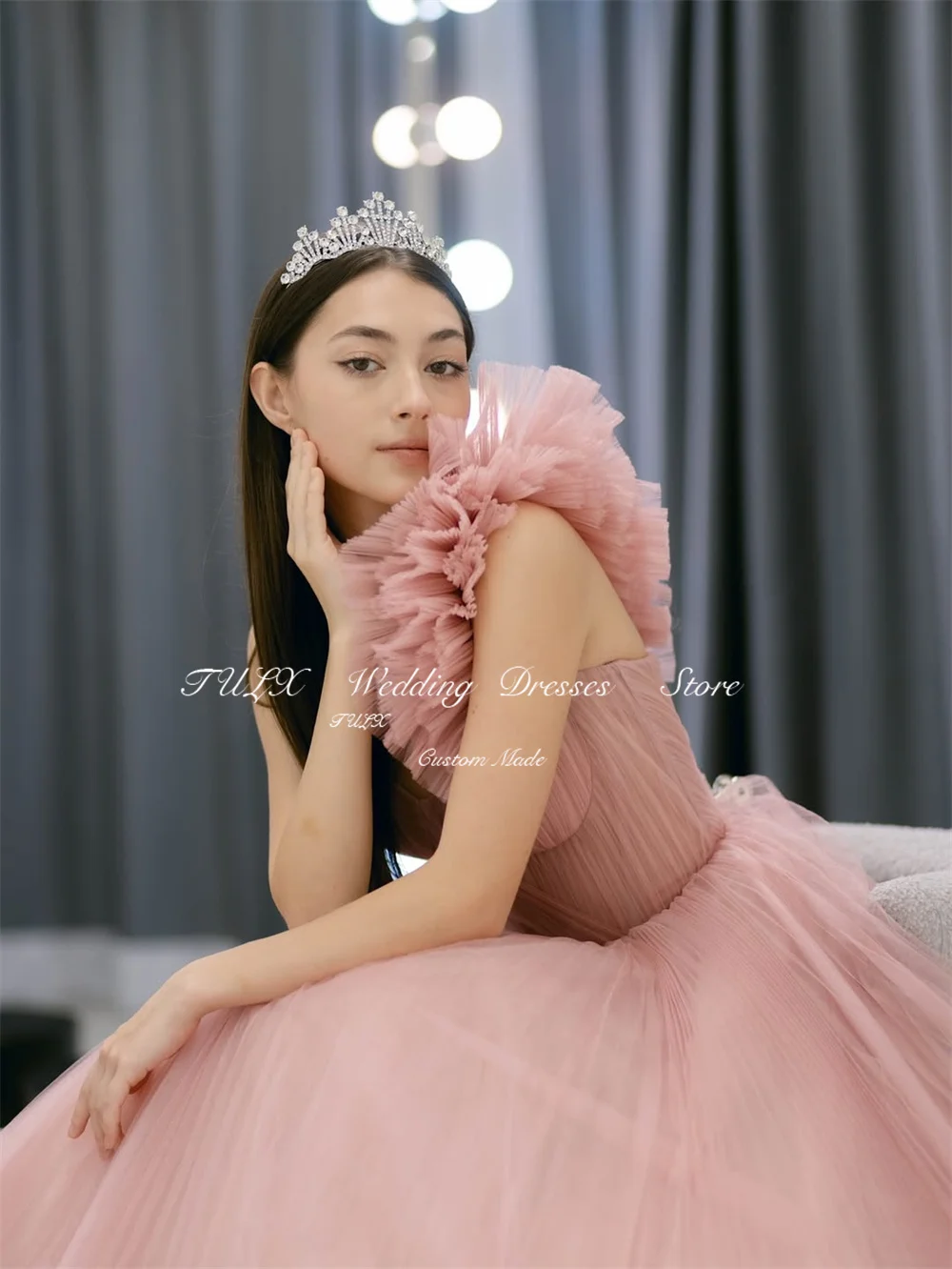 فساتين سهرة من التول الجنية من TULX على شكل قلب وأكمام قابلة للفصل مخصصة على شكل حرف A فساتين حفلات رسمية طويلة للحفلات المسائية #4