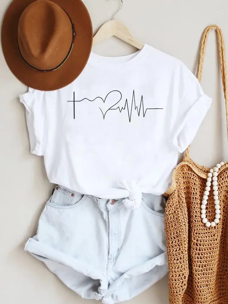 Summer New Fashion Tee Lady Women Short Sleeve Top Clothes Tshirt Music Trend Lovely Style Female Casual Regular Graphic T-Shirt