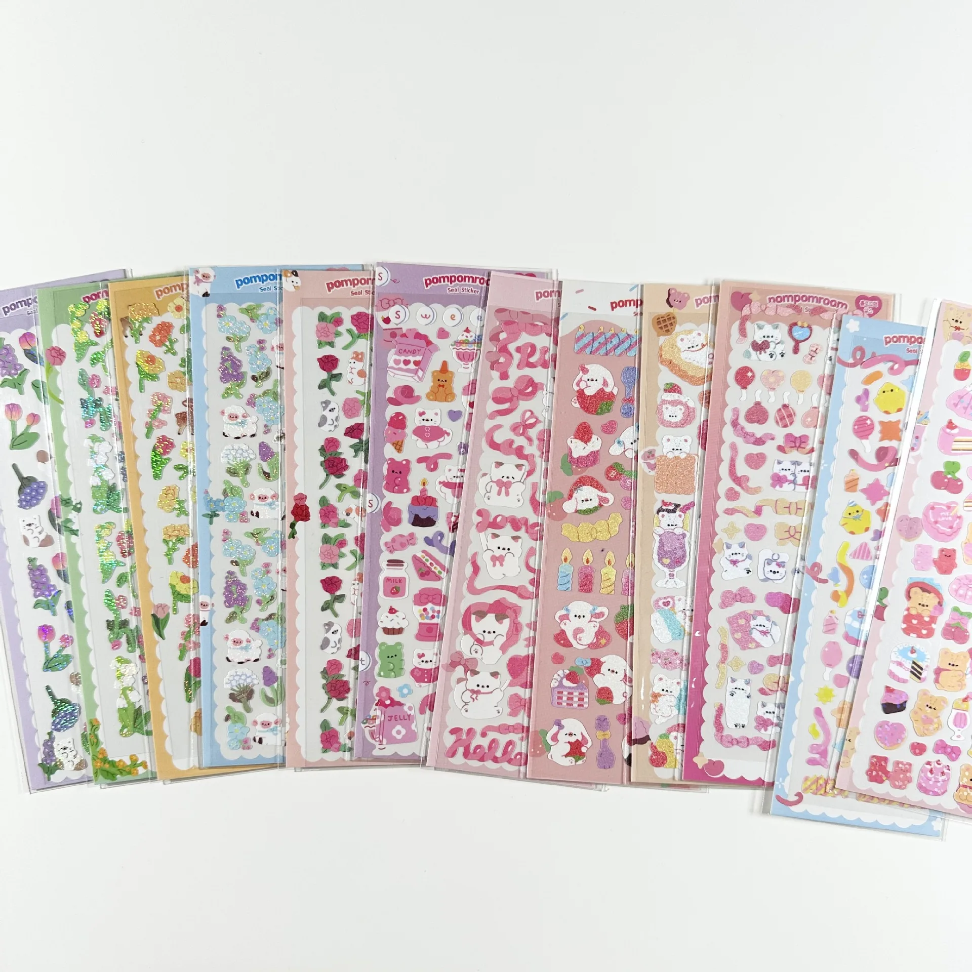 Korean Same Laser Card Animal Stickers Cute Cat Dog Bear Sheep Cartoon Deer Gooka Sticker for Journal Craft
