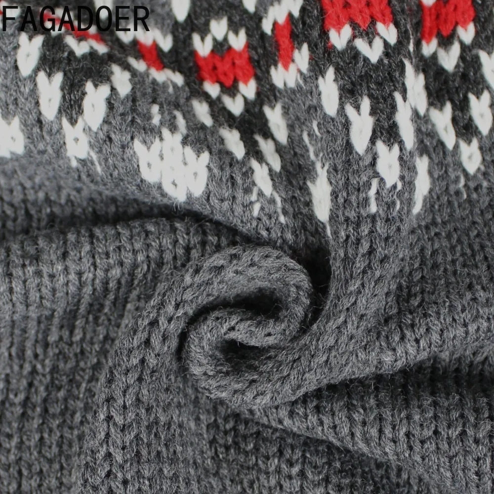 เสื้อไหมพรมแฟชั่นฤดูหนาวลายพิมพ์ใหม่สำหรับผู้หญิง คอสูง แขนยาว สีสันตัดกัน สไตล์สตรีทแวร์