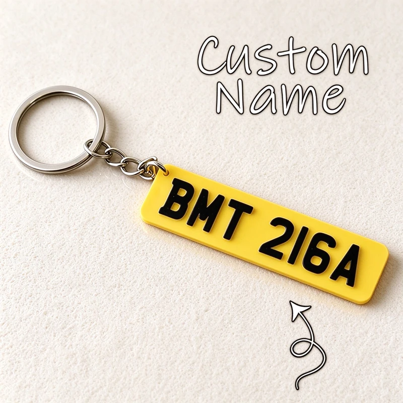 Custom License Plate Keychain Personalized Acrylic Name Number Keyring Car Key Tag DIY Text Keychain New Driver Souvenir Gifts