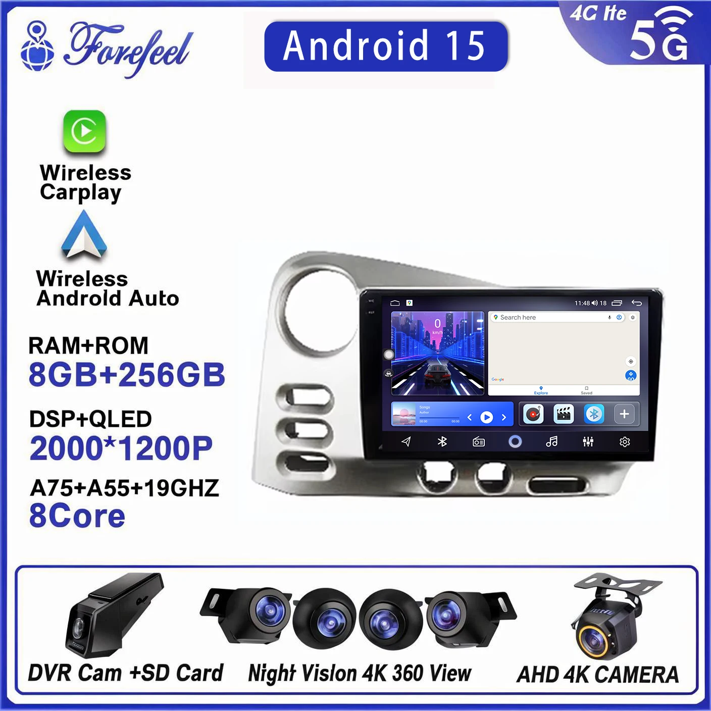 

2K Android 16 Multimedia Car Gps Player Navigation Stereo Radio Dash Cam For Toyota Matric 2003-2004 Pontiac Vibe 2003-2004