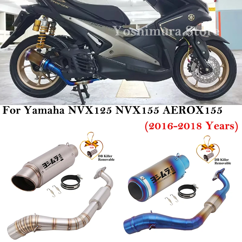 Full Systems For Yamaha Aerox155 NVX155 NVX125 Aerox 155 NVX 155 125 Motorcycle Exhaust Escape Modified Front Link Pipe Muffler