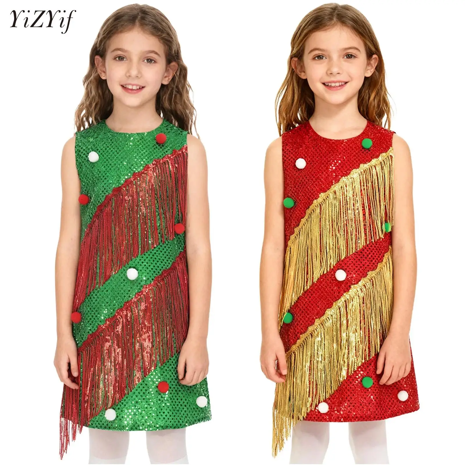 فستان أخضر للكريسماس في سن المراهقة للفتيات كوسبلاي شجرة عيد الميلاد الأميرة توتو فيستدوس فساتين السنة الجديدة قزم زي ملابس الأطفال