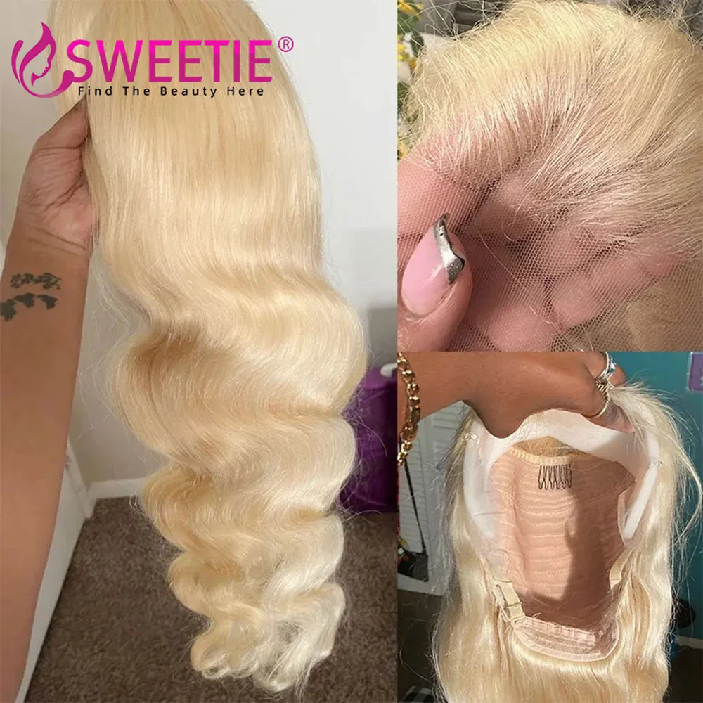 Wig Frontal 13x6 gelombang tubuh renda 613 madu gelombang tubuh emas Wig rambut manusia Wig Frontal renda Brasil untuk wanita