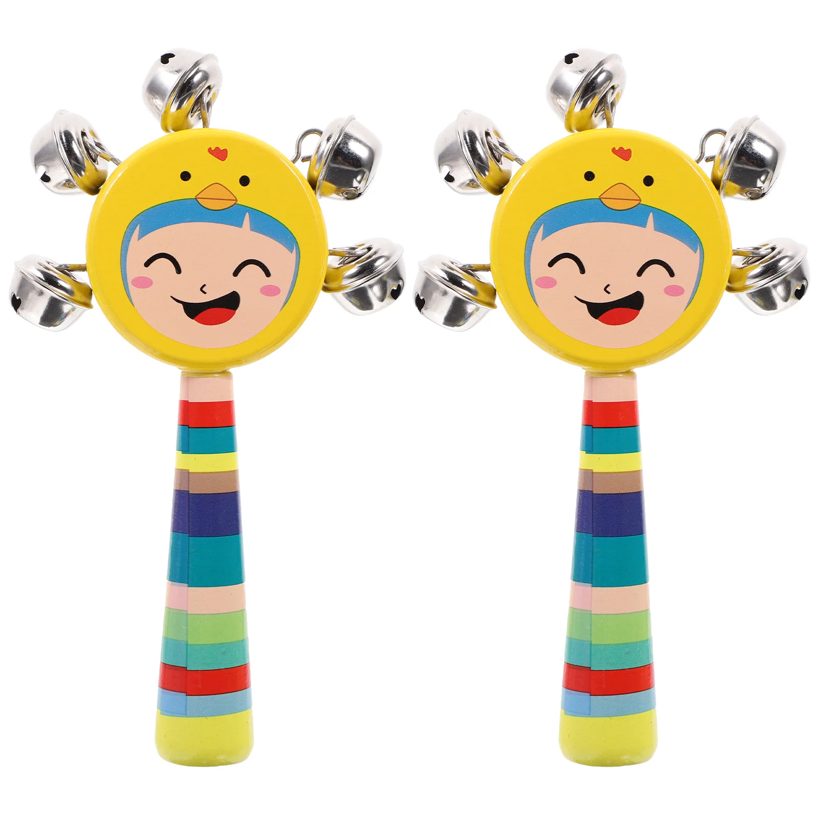 2 PCS Early Education Educational Hand Bell Outdoor Baby Decoration Grip Metal for Cartoon Music