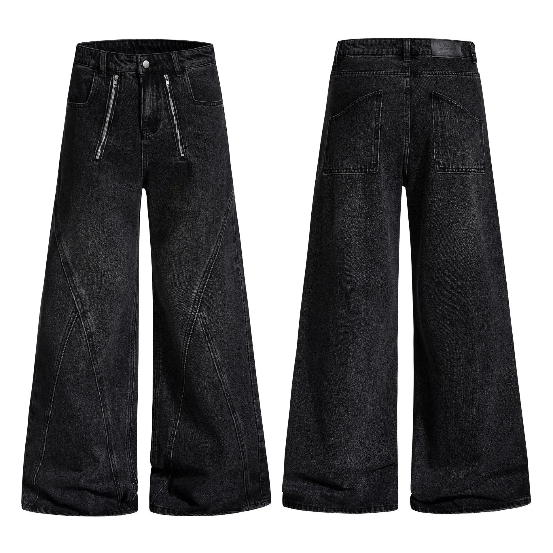 OR FL American Streetwear Brand Retro Wash With Water Wide Leg Pants Jeans Deconstruction Design Sense Mop the Floor Trousers