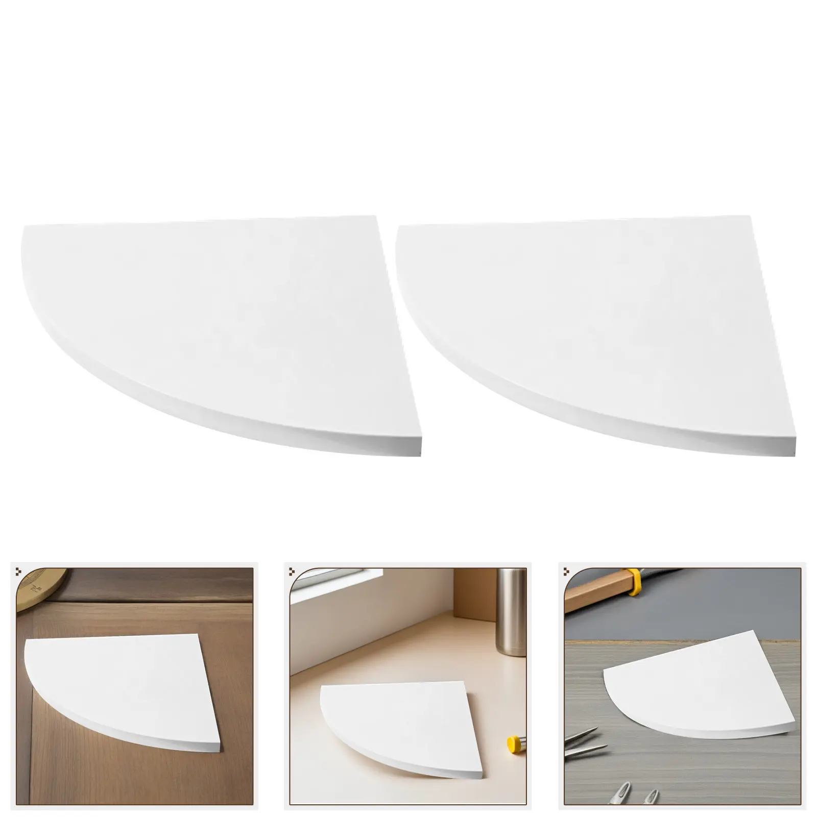 

Набор из 3-х угловых настенных полок с круглыми краями, 3-ярусная полка-витрина из композитного материала, плавающая полка для спальни, домашнего офиса