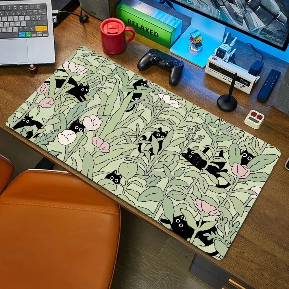 

Cool cut cats green plant Mouse Pad Mousepad Large Abstract Mouse Pad Gaming Deskmat With Lockedge Office Non-slip Carpet