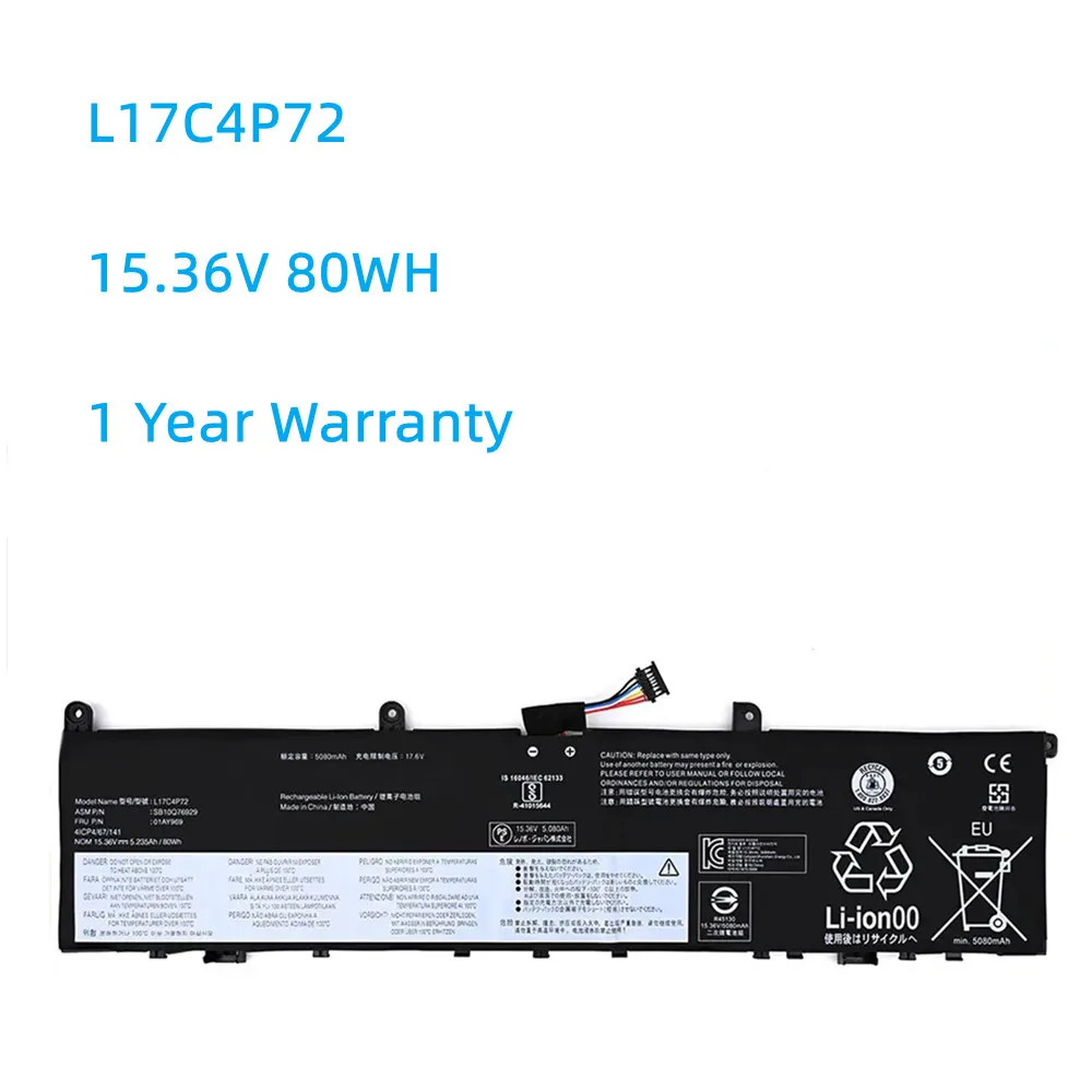 

L17C4P72 L17M4P72 Laptop Battery For Lenovo ThinkPad X1 Extreme Gen 1 2 For ThinkPad P1 1st 2nd Gen L18M4P71 01AY968