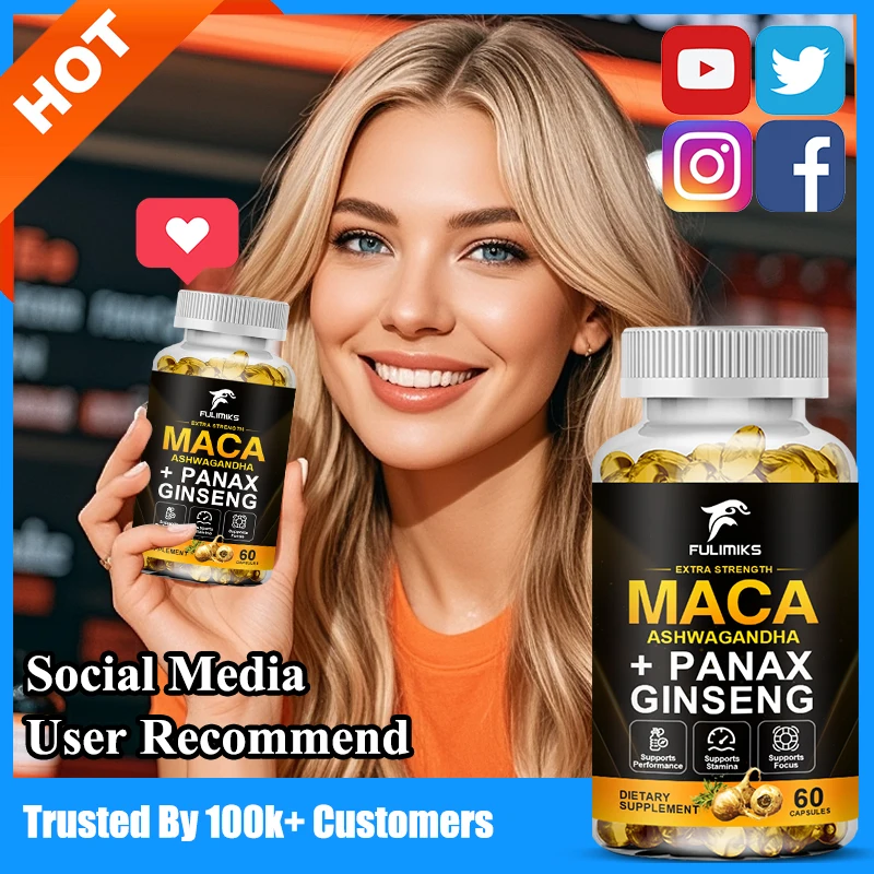 Premium Maca Ashwagandha Capsules, for Hormone, Menopause Relief & Sexual Wellness, Anxiety, Fatigue & Cognitive Function