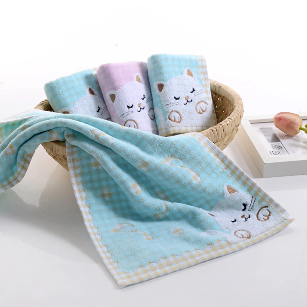 

's Face Towels Cotton Washcloth Cartoon Kitten Hand Washcloths