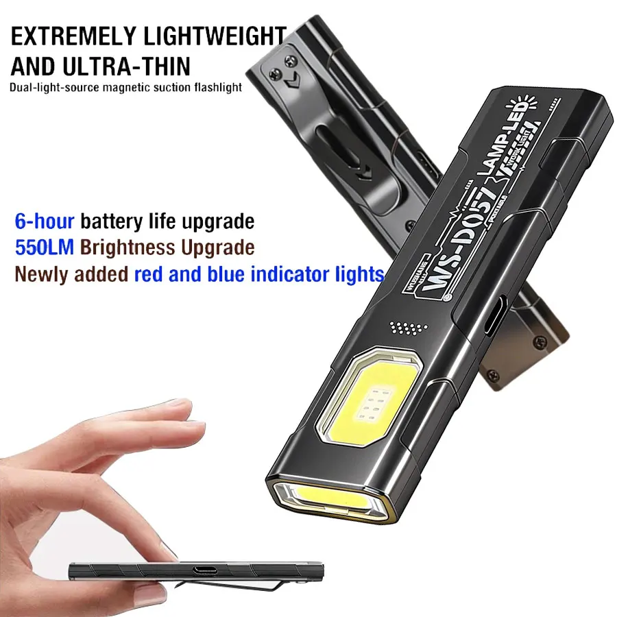 

LED Mini Flashlight USB Rechargeable COB Flashlight With Magnet Pocket Lantern Flood Work Light Emergency Handheld Torch