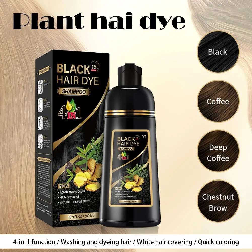 

3 In 1 Instant Coloring Shampoo Natural Black Color for Men Women Hair Dye Herbal Brown Purple Hair Dye Hair Dye Shampoo