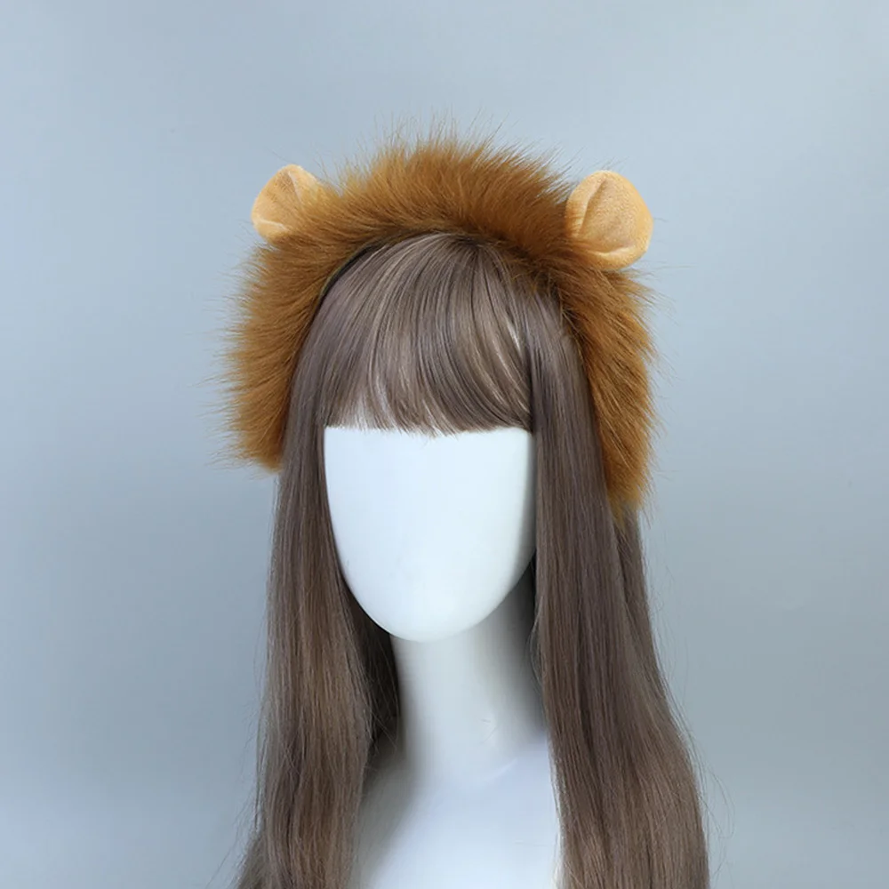 Lolita Lion pluszowe ucho pasmo włosów ogon Cosplay chluba Anime uszy nakrycia głowy Kawaii kostium imprezowy akcesoria rekwizyty