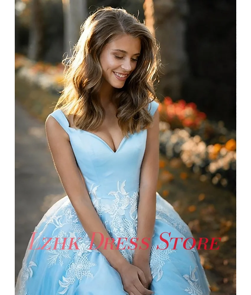 Aangepaste Temperament Organza A-lijn Spaghettibandjes Applicaties Avondjurk Delicate Sweetheart Vloerlengte Galajurken