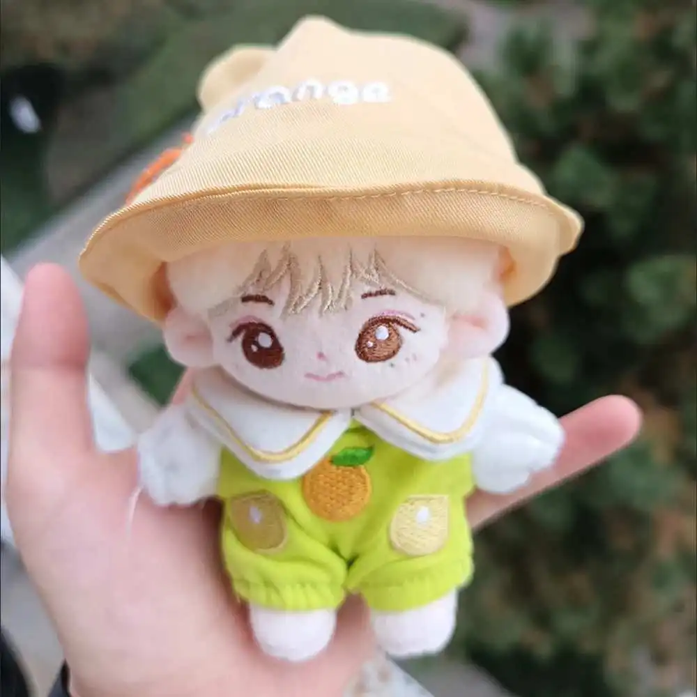 10cm Cotton Doll Clothes Orange Mini Clothes Plush Bow Tie Jumpsuit Suits For Cotton Stuffed Dolls Toys Accessories Cute Hat Set