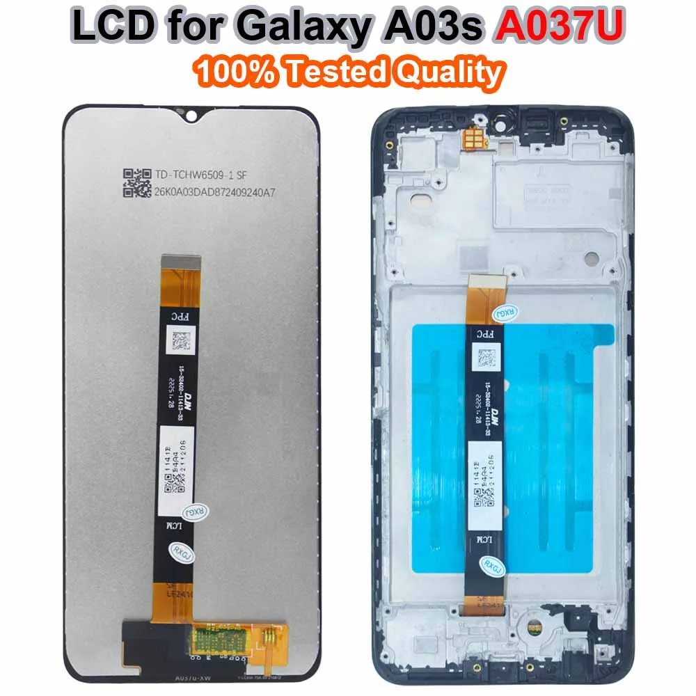 New LCD for Samsung Galaxy A03S A037U LCD Display Touch Screen Digitizer Assembly Replacement for Samsung A03S LCD With Frame