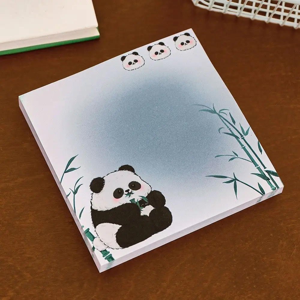 10 pcs Cartoon Self-adhesive Sticky Notes Square Ins Style Panda Notepads School Supplies Smooth Writing Memo Pad Notebooks