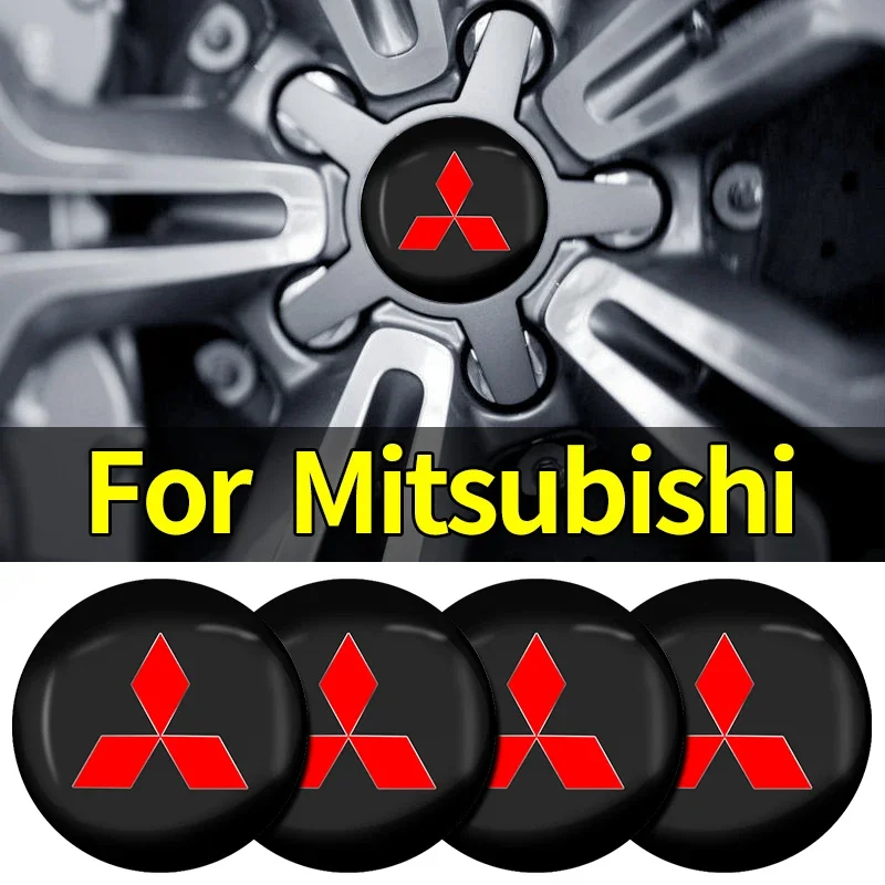 4Pcs Car Logo New Wheel Hub Cap Metal Emblem Stickers For Mitsubishi Asx Lancer Pajero 4 Outlander 3 Xl l200 EX10 X Colt Pajero