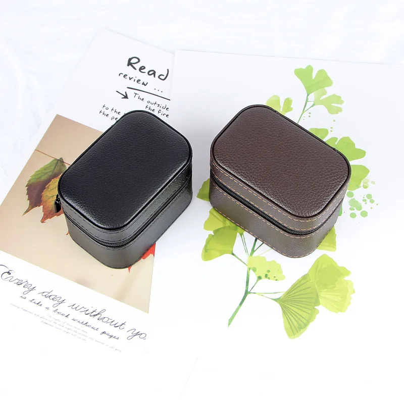 Microfiber Leather Watch Box Single Men\'s and Women\'s Small Mini Watch Storage Box Portable Zipper Watch Bag Watch Box