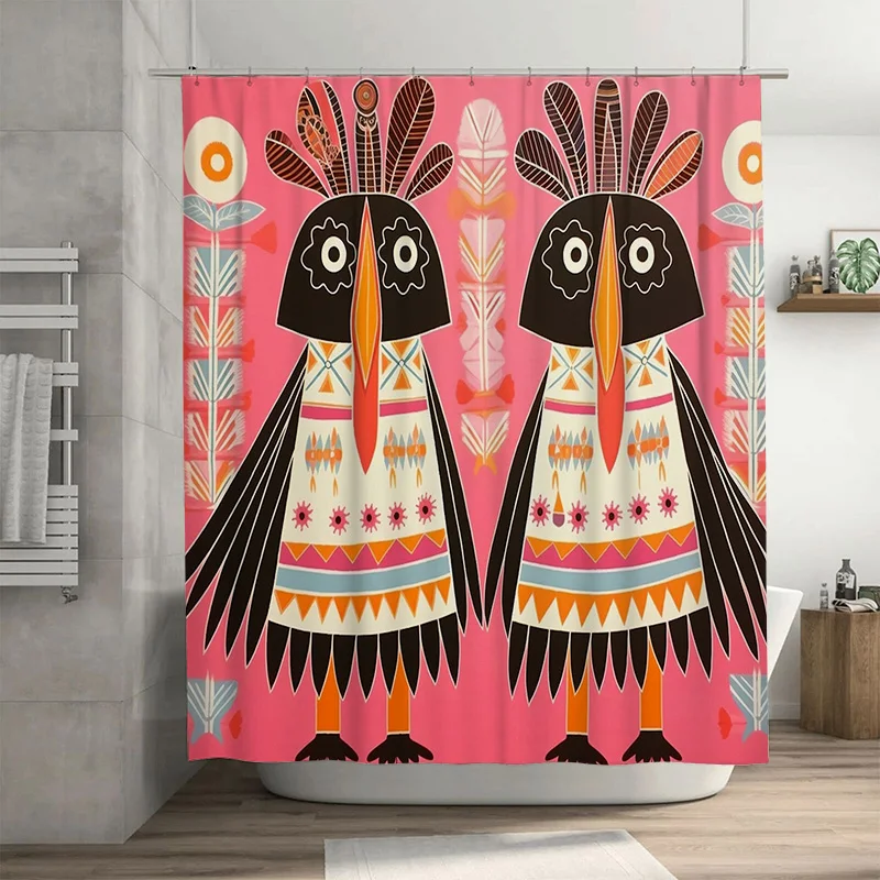 

Набор занавесок для душа с красочной геометрической совой для декора ванной комнаты розового и черного цвета с дизайном перьев длиной 72 дюйма от AliExpress B