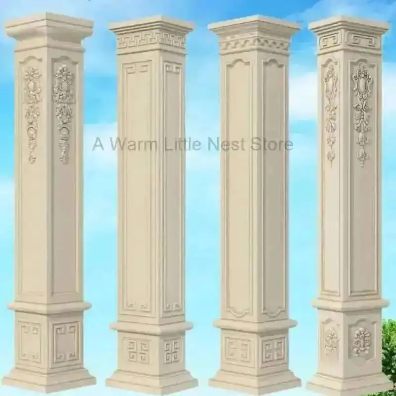 Nordic Villa Exterior Wall Garden Decorations Thickened ABS Square Roman Column Molds Gate Cement Square Column Building Decor M