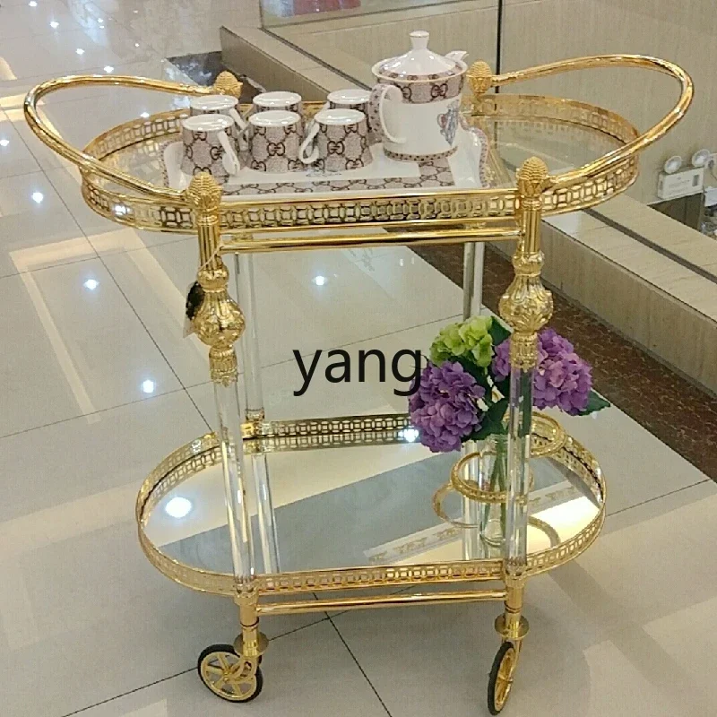 عربة طعام نحاسية مصنوعة من سبائك الفنادق البيضاوية المطلية بالذهب من Lhh وعربة طعام ذات وعاء ساخن #5