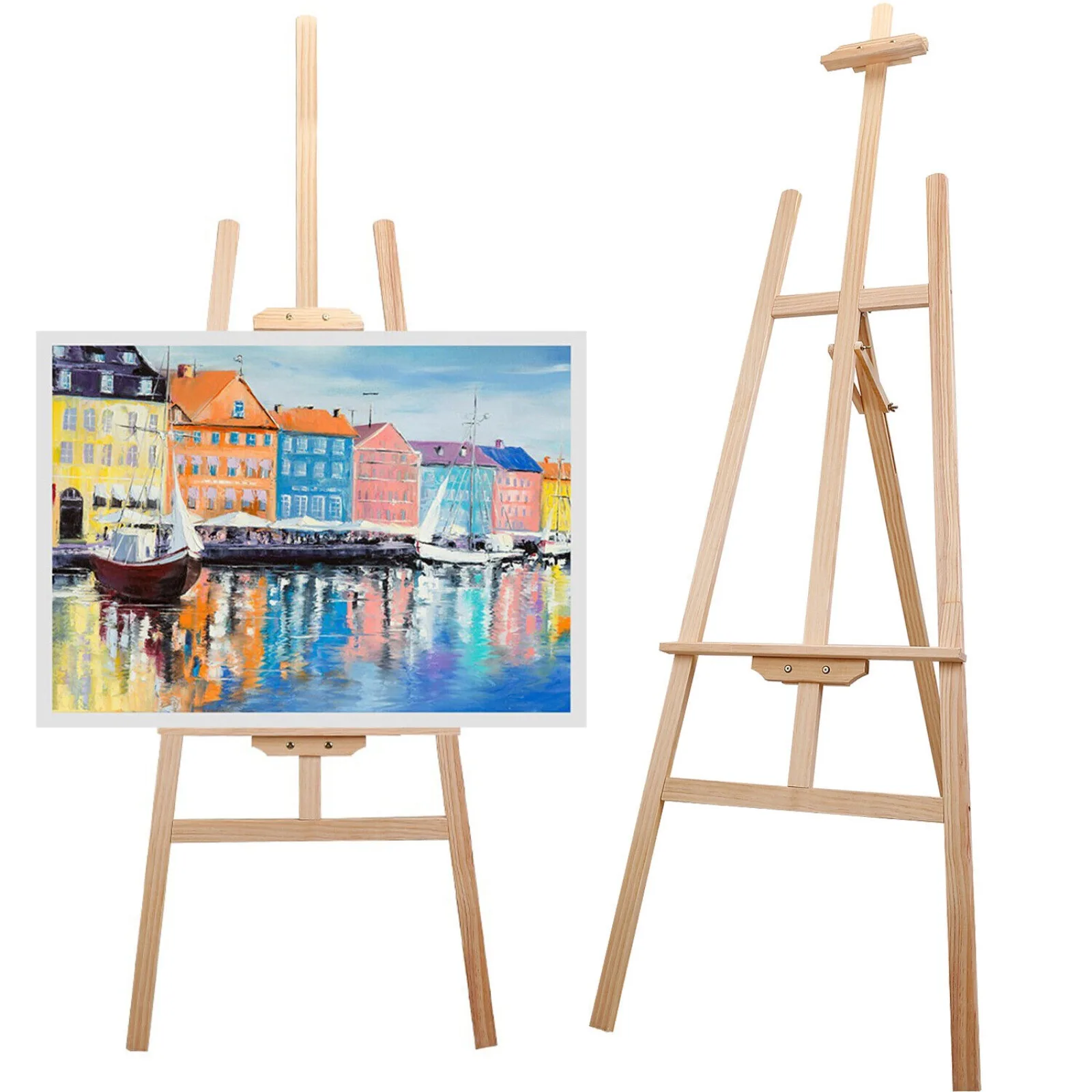 US Painter's Studio Wooden Artist's Easel Adjustable Painting Stand Supports Canvas Up to 50-