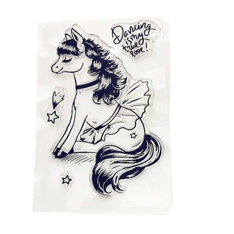

Little Horse Transparent Silicone Finished Stamp Journal DIY Scrapbooking Rubber Coloring Embossed Diary Stencils Decor Reusable
