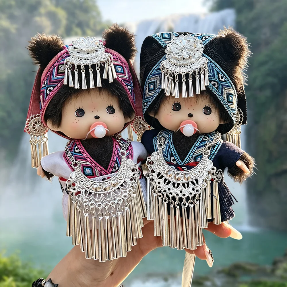 monchhichi Plush Keychains Colorful Cartoon Keyring Standing Plush Doll Backpack Ornament Anime Merchandise Graduation Gift 몬치치