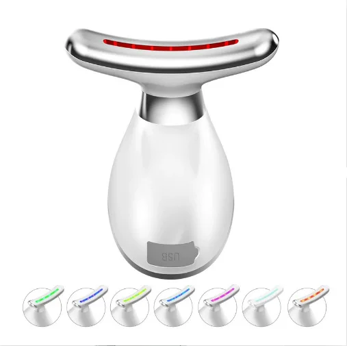 

Бьюти-инструмент для домашнего использования: массажер для лица и шеи с функцией лифтинга, семицветный прибор для массажа лица и шеи.