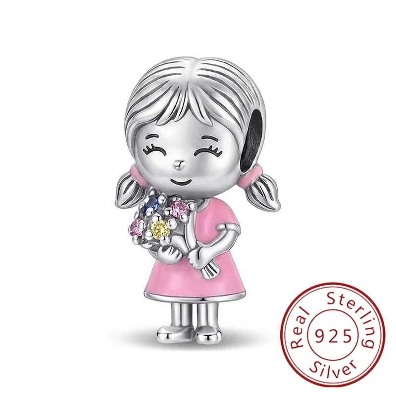 Modische 925 Sterling Silber Schmetterling Katze Hase Rosa Serie Charms Perlen Passend für Original Armbänder Armreifen Feiner Schmuck Geschenk