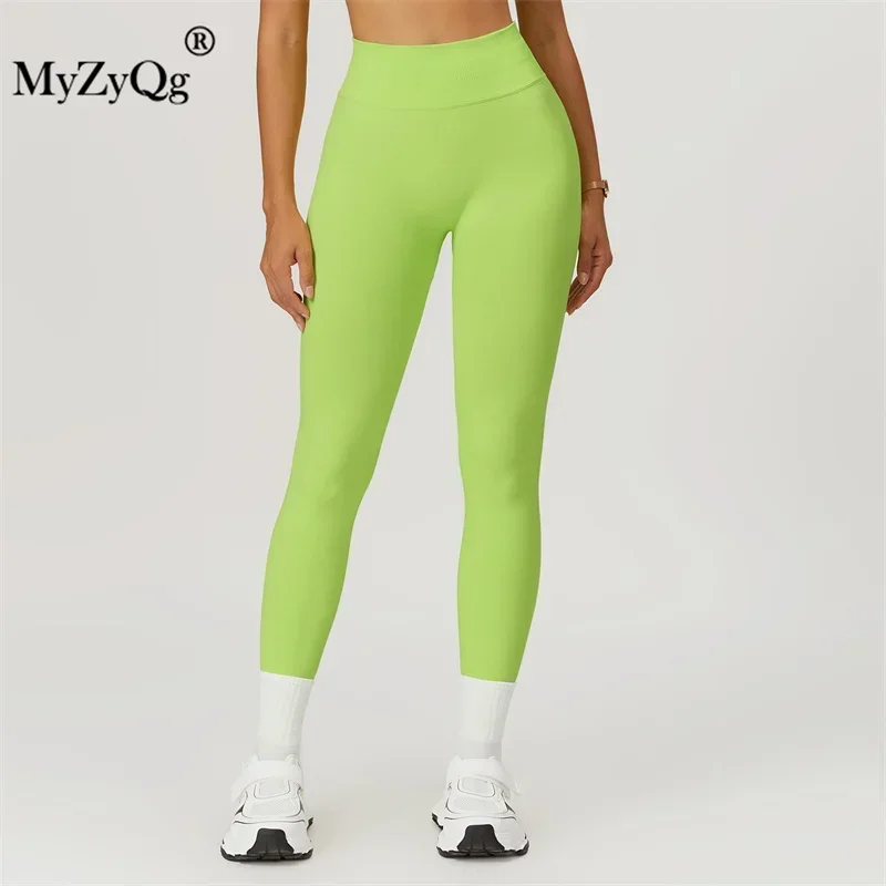 MyZyQg Women High Waisted Hip Lifting Seamless Yoga Leggings Outside Wear Belly Tightening Running Gym Tight Sports Pant