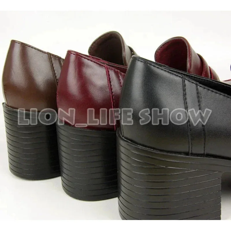3 colori Donna Uniforme scolastica giapponese Studente in pelle nera Tacco alto JK Scarpe Cosplay WQ7031c;3.k'6;daa;