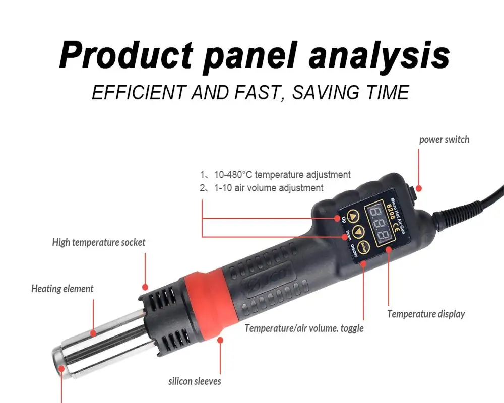 JCD 8208 Hot Air Gun 750W Micro Rework Soldering Station Hair Dryer Soldering Heat Gun for BGA Welding Repair Tools Heat Gun