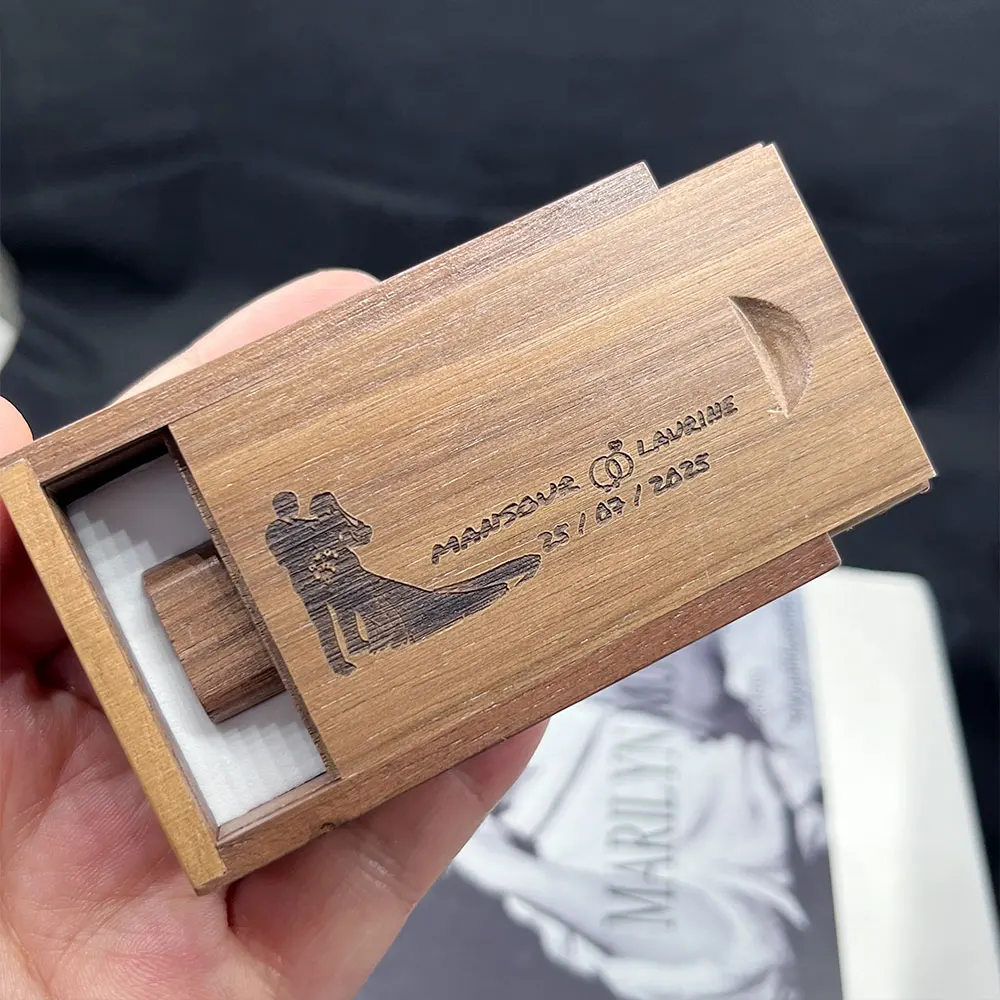 10 قطعة/الوحدة خشبية + صندوق محرك فلاش usb usb ميموري عصا 16 جيجابايت 32 جيجابايت 64 جيجابايت Cle USB التصوير يوم الزفاف u القرص شعار مخصص مجاني #4