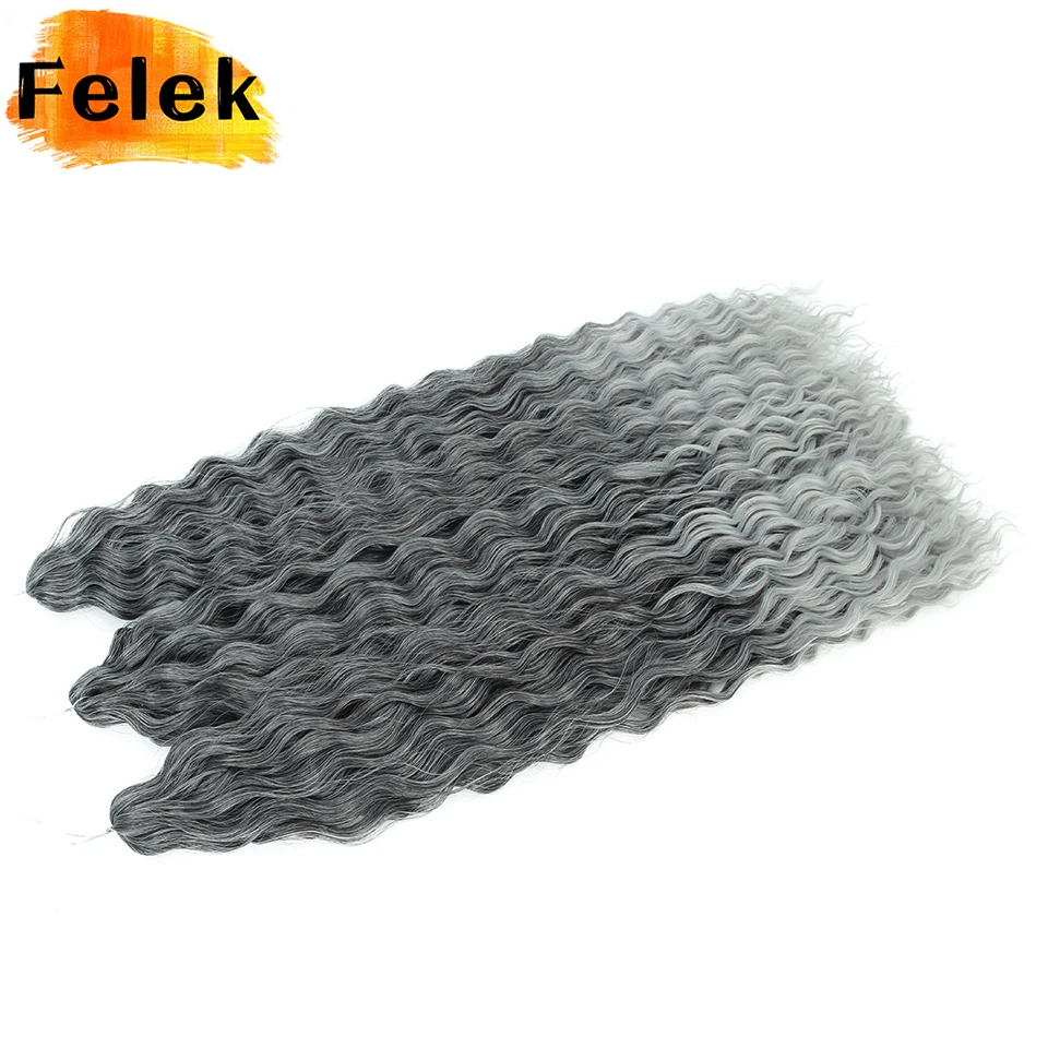 

Ombre Grey Ariel Curl Плетение волос 22 30 дюймов Волна воды Твист Вязание крючком Волосы Синтетические вязанные крючком косы Ombre Афро кудри