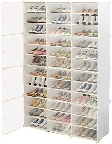 Portable Shoe Rack Organizer, 72 Pairs Diy Shoe Storage Cabinets Stand, 12-Tiers Stackable Shoe Storage Cabinet Stand,