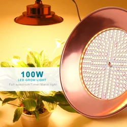 100W Warm White Indoor Greenhouse Garden Tent LED Grow Light Bulb for Flowers Seeds Vegetables Plant with Timing Plug