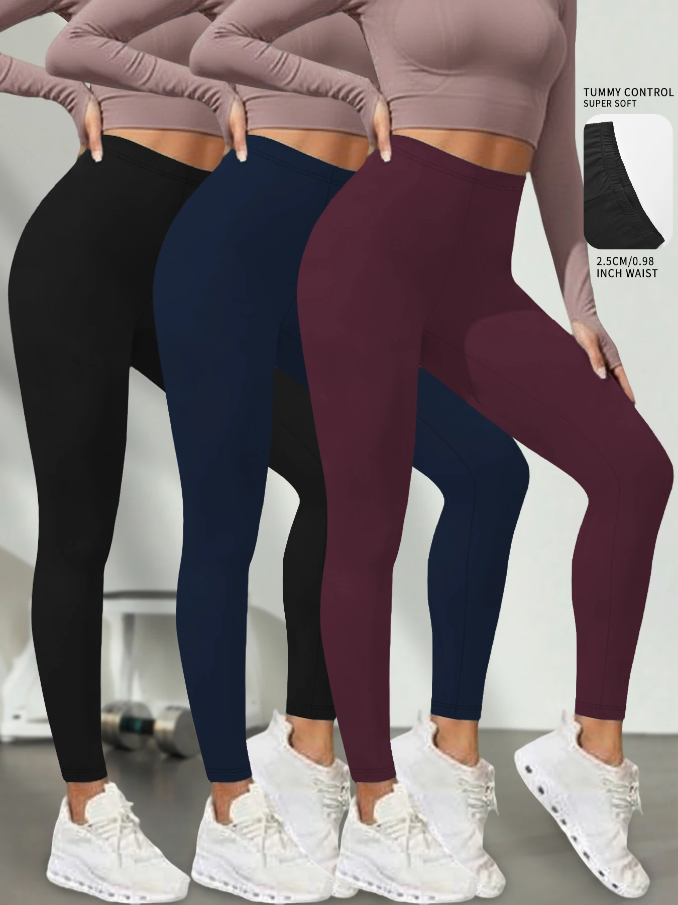 

3 pack Super Soft Low Rise Leggings for Women - High Elasticity for Yoga Running Workout and Everyday Casual Wear